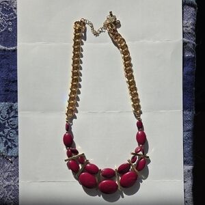 Gold and Red Statement Necklace